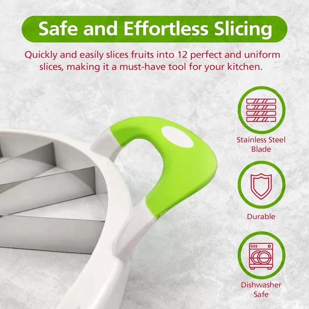 Watermelon Slicer Cutter Comfort Silicone Handle Home Stainless Still Blade - Picture 8 of 8
